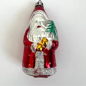 Vintage Santa Glass Christmas Ornament - Made in Poland